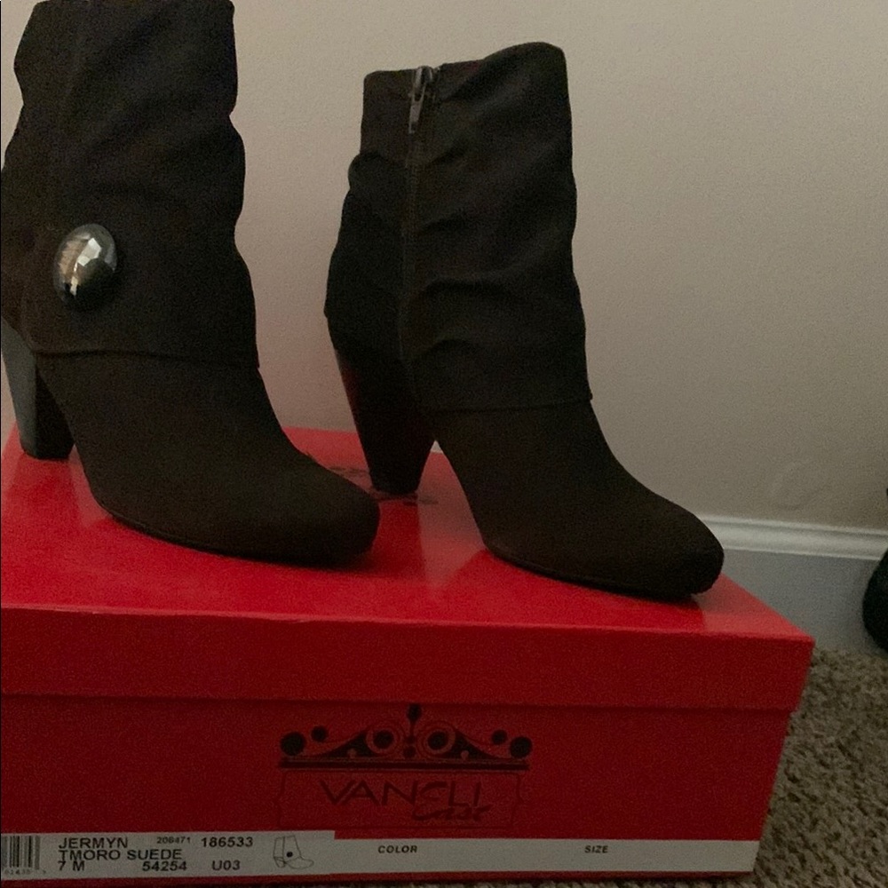 Van Eli Black Suede Ankle Boots